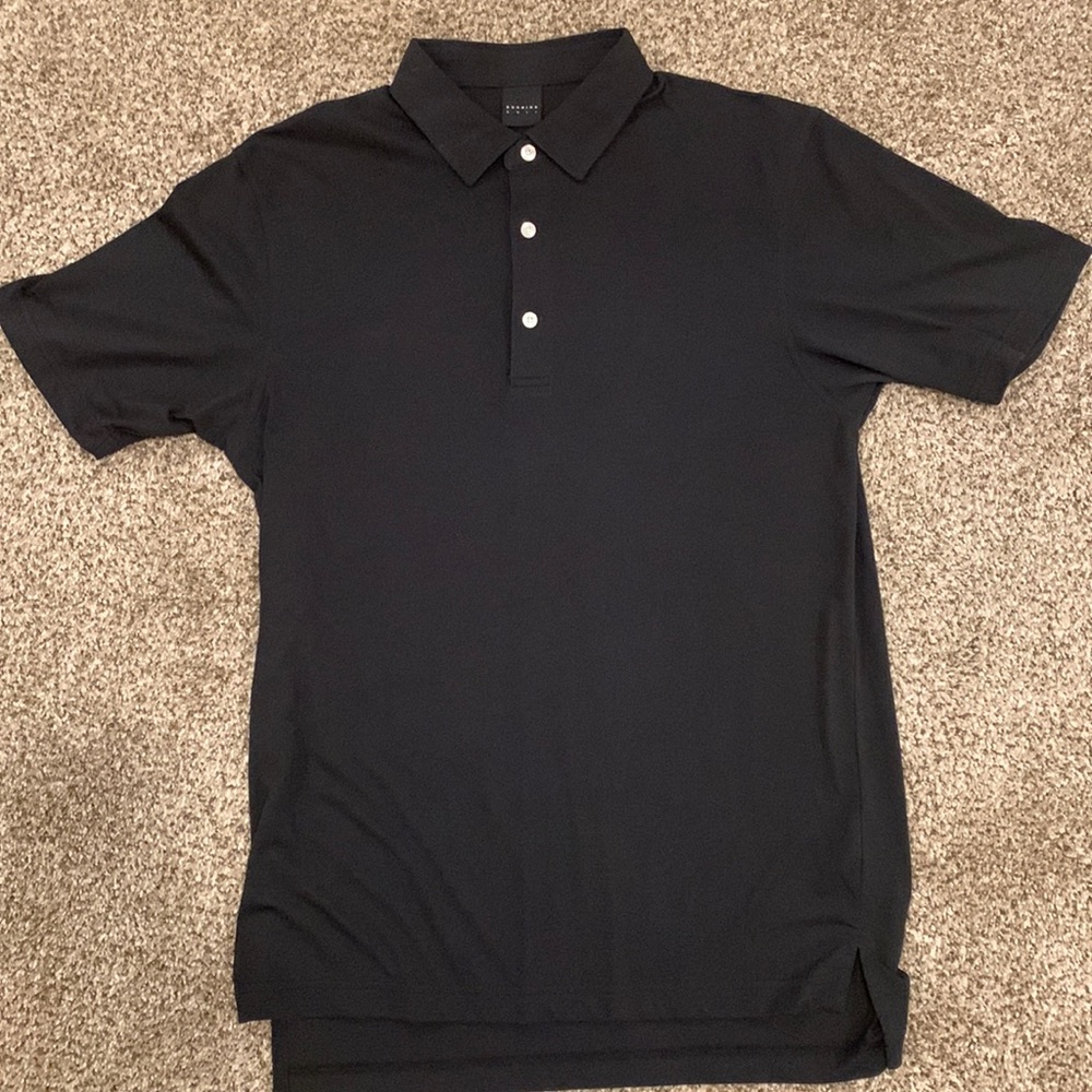 Solid Black Dunning Polo, size medium worn twice. High quality polyester/cotton.